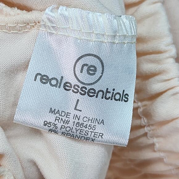 Real Essentials Capri Pants LARGE Lightweight Knit Elastic Waist Blush Lounge - Picture 5 of 6